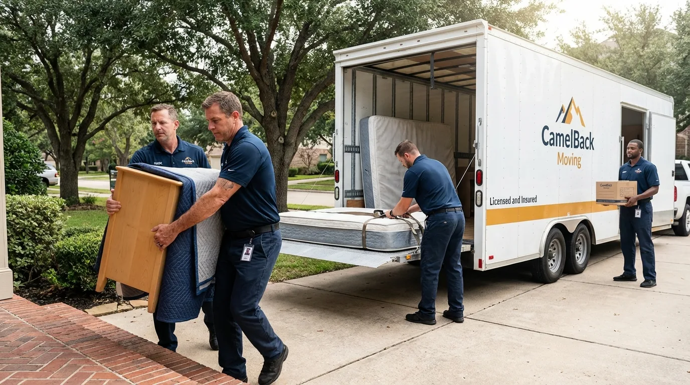 Crew loading residential truck for cross-state move from Cedartown, GA